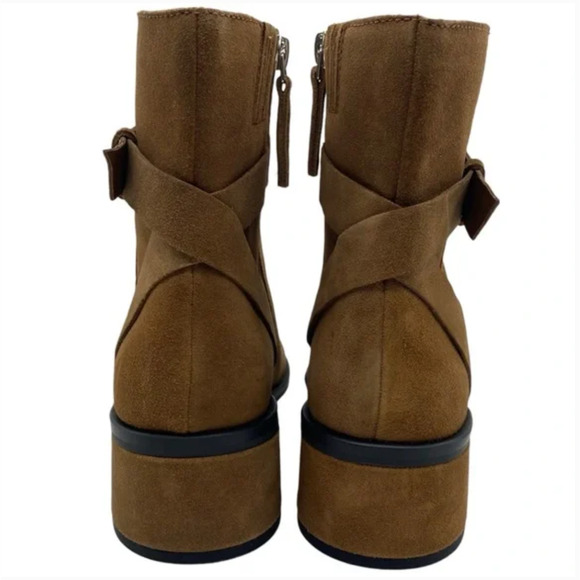 Dolce Vita Lorrie Boots 9 NWT Suede Ankle Booties Tan Brown Suede Heel Wrap - Picture 5 of 7